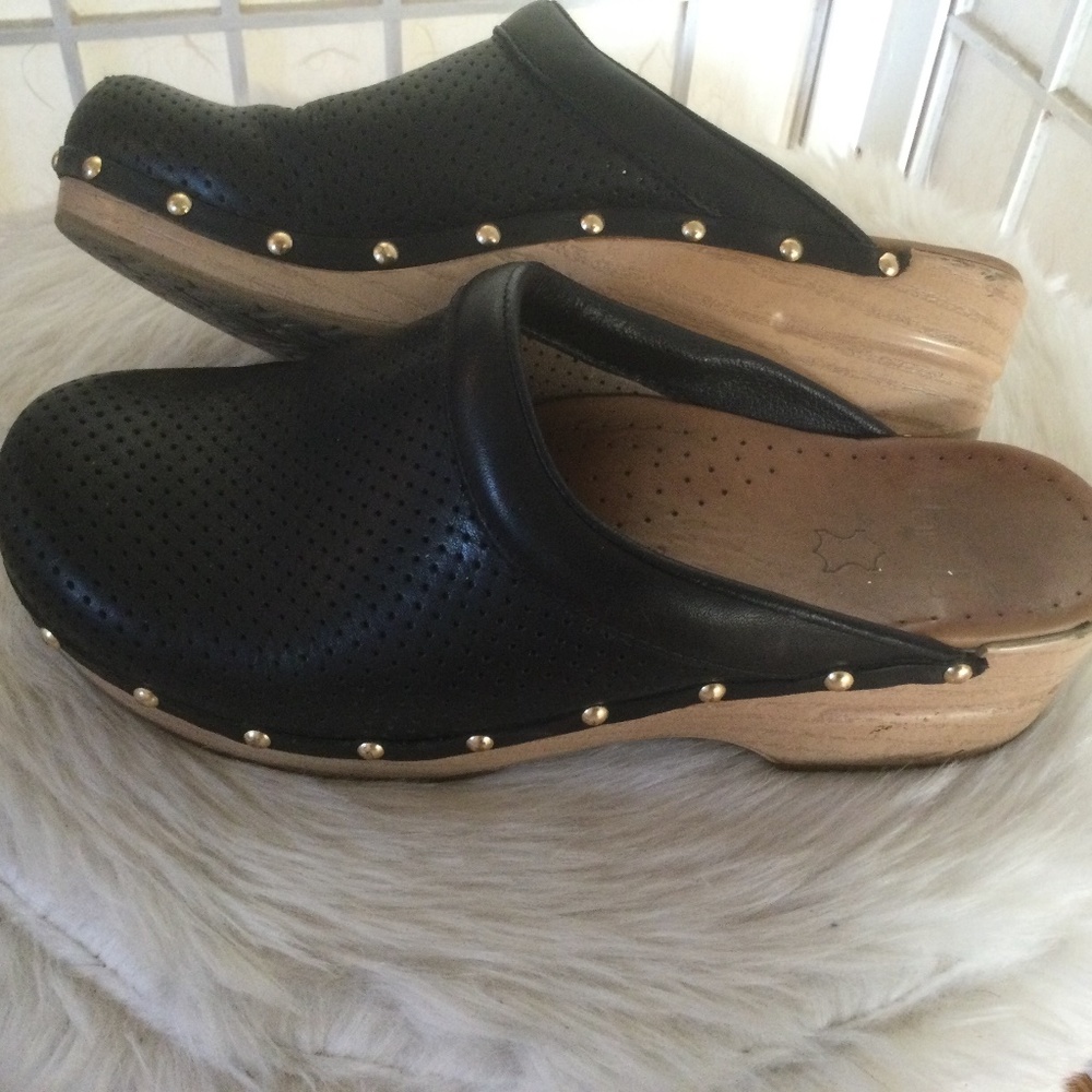 Dansko Sonja Gold Studded Perforated Clog 39/8.5